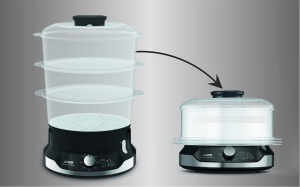 Tefal VC2048 Abur ultracompact | Sistem de depozitare stivuibil | Gatit sanatos | 3 atasamente fara BPA | Cronometru de 60 de minute | Completarea in timpul gatitului | Capacitate 9 L | Incl. insertie de orez | 800 W - Img 4