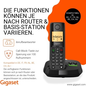 Telefon DECT Gigaset Pure 320A Trio cu Anunturi, Freisprech si 100 Contacte, Negru - Img 2