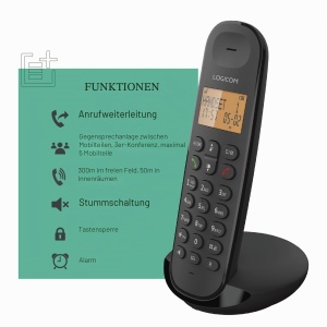 Telefon fix fara fir Logicom ILOA 150, 4 linii, autonomie 7h, negru - Img 4