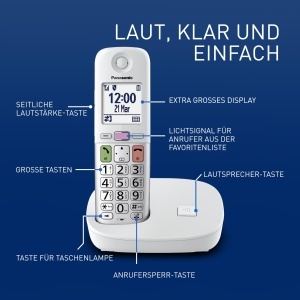 Telefon Panasonic KX-TGU410EXW fara fir display LCD compatibil cu aparate auditive - Img 2