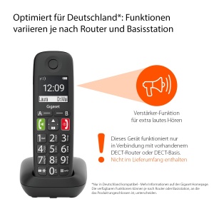 Telefon wireless Gigaset E290HX compatibil routere DECT display si taste mari negru - Img 2