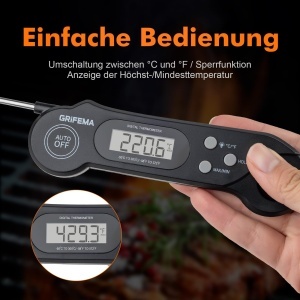 Termometru de carne GRIFEMA GA2801, precizie 1C, masurare 3 secunde, negru - Img 5