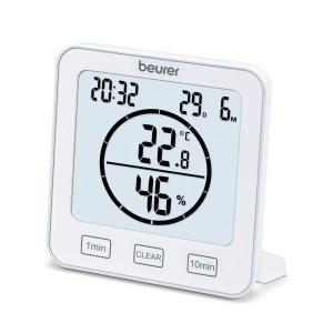 Termometru-Higrometru Beurer HM 22, Masurare Temperatura si Umiditate, Timer, Alb