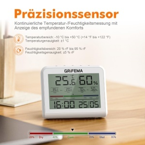 Termometru Higrometru Digital GRIFEMA GA2901, 3.6 inch, Alb - Img 3