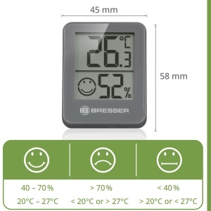 Termometru Hygrometru Bresser 6 Piese, Digital, Cu Indicator Smiley, Gri - Img 5