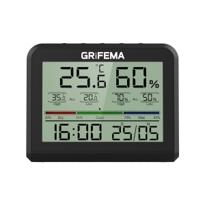 Termometru Hygrometru Digital GRIFEMA GA2901B, Display LCD 3.6 inch, Negru - Img 1