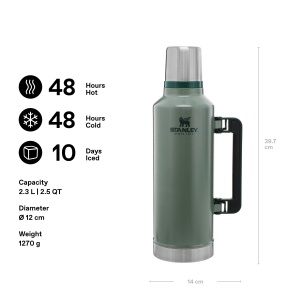 Termos 2.3L Stanley Classic Hammertone Green - Rezistent si Izolant - Img 2