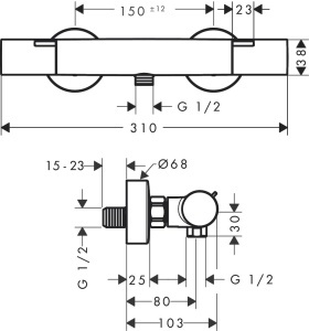 Termostat de dus hansgrohe Ecostat Fine, crom, cu control ergonomic al temperaturii - Img 5