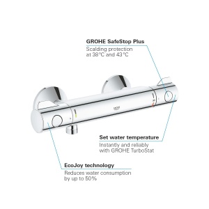 Termostat dus GROHE Grohtherm 800, crom, cu protectie impotriva arsurilor, 12 - Img 6