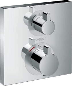 Termostat incorporabil Hansgrohe Ecostat Square, crom, 2 consumatori, SafetyStop