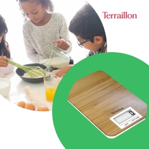 TERRAILLON Cantar de bucatarie din bambus natural - Tara, conversie lichide, interval de cantarire max. 3 kg - Model 'Bambus' maro - Img 6