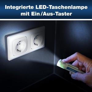Tester de tensiune PeakTech 1030 AC fara contact [+ lampa de semnal LED si vibratii] Interval de functionare 50-1000 V AC, localizator de linie, linie mai fina, tester de faza, tester de curent, cautator de cabluri, 157x26mm - Img 6