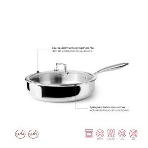 Tigaie cu capac IBILI 653028, 28 cm, inox, inductie - Img 3