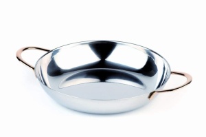 Tigaie de servire APS 61190, inox polizat, manere din inox aurit, 19 cm