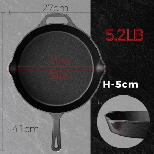 Tigaie din fonta YASHE 26 CM, rezistenta la temperaturi inalte, pentru carne si legume - Img 8