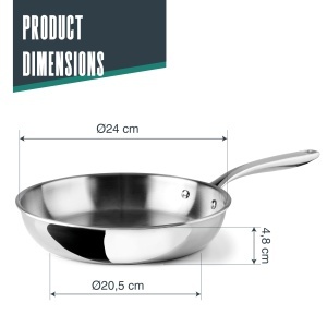 Tigaie din inox LACOR 60854, 24 cm, cu maner ergonomic, fara antiaderent - Img 2