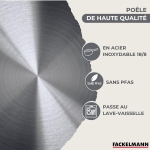 Tigaie Fackelmann Geneva 20 cm Otel Inoxidabil Compatibila Inductie Fara PFAS - Img 4