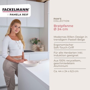 Tigaie Fackelmann Pamela Reif 24 cm Aluminiu Recycled Pastel Beige PFAS-Free - Img 3