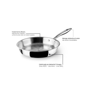 Tigaie IBILI, 32 cm, din inox, inductie, fara antiaderent - Img 3