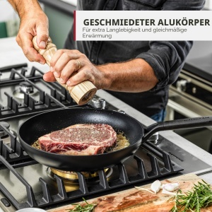 Tigaie KitchenAid Classic Forged, 24cm, Antiaderenta, Neagra - Img 3