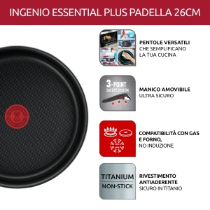 Tigaie Lagostina Ingenio Essential + O 26 cm, antiaderenta, din aluminiu pentru gaz si cuptor, cu indicator de gatit cu semnal termic, utilizabila cu maner detasabil - Img 7