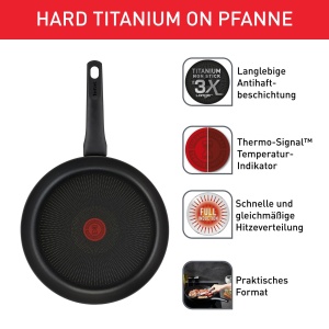Tigaie Tefal G28804 Hard Titanium On 24 cm, Negru, Antiaderenta, Inductie - Img 2