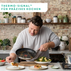Tigaie Tefal Jamie Oliver by Cook's Direct On Wok, 28 cm, acoperire antiaderenta, termosemnal, maner nituit, potrivita pentru inductie, otel inoxidabil, E3041934 - Img 5