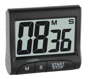 Timer digital TFA Dostmann 38.2021.01, multifunctional, cu display mare, negru