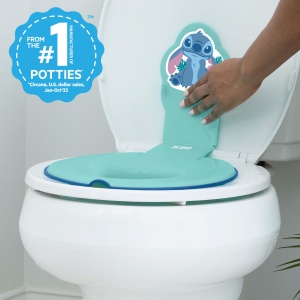 Toaleta pentru copii Bright Starts Disney Baby Stitch, culoare albastra, cu manere anti-alunecare - Img 3