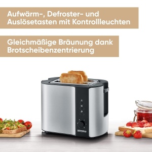 Toaster Automatik SEVERIN AT 2589, 800 W, Inox, cu Brotchenaufsatz - Img 2