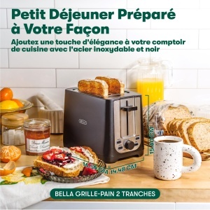 Toaster Bella 2 Scheiben Negru si Inox Sloturi Extra Largi Functie Automata de Oprire - Img 2