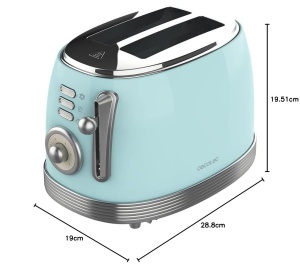 Toaster Cecotec ToastTaste 800 Vintage, 850 W, 2 felii, Albastru - Img 8