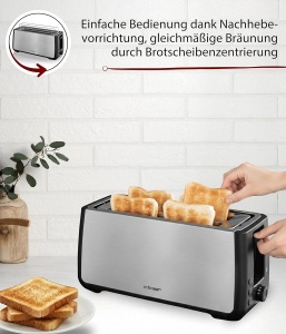 Toaster Cloer 3579 pentru 4 felii XXL, 1500W, inox, negru - Img 3