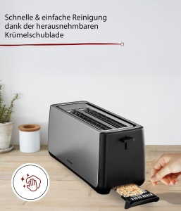 Toaster Cloer 3579 pentru 4 felii XXL, 1500W, inox negru - Img 4