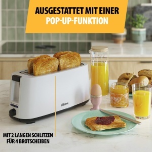 Toaster cu fante lungi Tristar BR-1057, 1400W, 7 trepte de rumenire, alb - Img 3