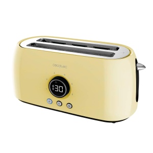 Toaster digital Cecotec ClassicToast 15000, 1500W, 4 felii, 2 sloturi extra-largi, galben