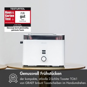 Toaster GRAEF TO61, 2 felii, 6 nivele de rumenire, alb - Img 4