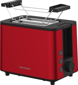 Toaster Grundig TA 8340, 950W, Control Rumenire Variabil, Design Elegant Rosu