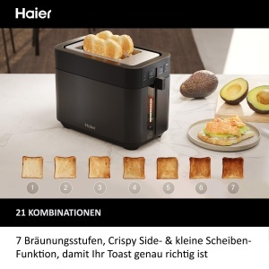 Toaster Haier I-Master HTO5A3, 2 felii, 1150W, extra adancime, 7 niveluri rumenire - Img 4