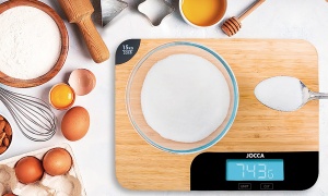Tocator din bambus Jocca cu cantar integrat afisaj LED 35x26x25 cm capacitate 15 kg - Img 2