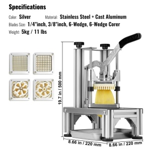 Tocator manual VEVOR pentru chipsuri de cartofi legume fructe lame din otel inoxidabil 14 inch 38 inch tocator comercial pentru betisoare fructe legum - Img 7