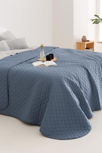 Todocama Cuvertura de pat cu model de stele 100 microfibra 180x260 cm Blaugri - Img 5