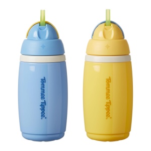 Tommee Tippee Set 2 Cana Activ Cu Pai Izolat 266 ml Albastru si Galben Anti-Scurgeri
