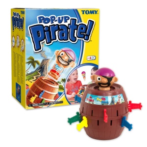TOMY Joc oficial pentru copii "Pop Up Pirate", joc de actiune de inalta calitate pentru familie, joc cu pirati pentru a rafina dexteritatea copilului tau, joc pop-up, 4+, maro