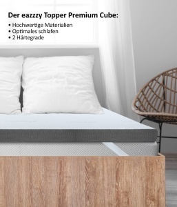 Topper pentru saltea Genius eazzzy Premium Cube, 9 cm, reversibil, alb - Img 2