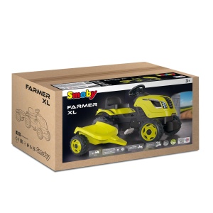 Tractor pentru copii Smoby Farmer XL Verde cu remorca, scaun ajustabil, claxon - Img 5