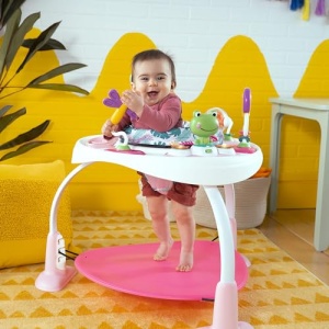 Trampolin pentru bebelusi Bright Starts Bounce Baby, 2 in 1, cu 7 jucarii, roz - Img 10
