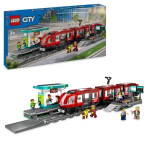 Tramvai LEGO City 60423 cu Haltestatie, 811 piese, 6 Minifiguri, pentru copii de la 7 ani