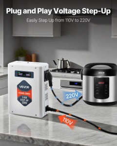 Transformator VEVOR 3000VA 110V-220V 2 prize EU USB LCD protectie termica - Img 3