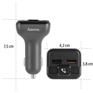 Transmitator FM Bluetooth Hama pentru radio auto cu incarcator auto, sistem hands-free (adaptor auto pentru priza bricheta cu conexiuni pentru microSD, stick USB si QC 3.0 pentru incarcare) argintiu - Img 5